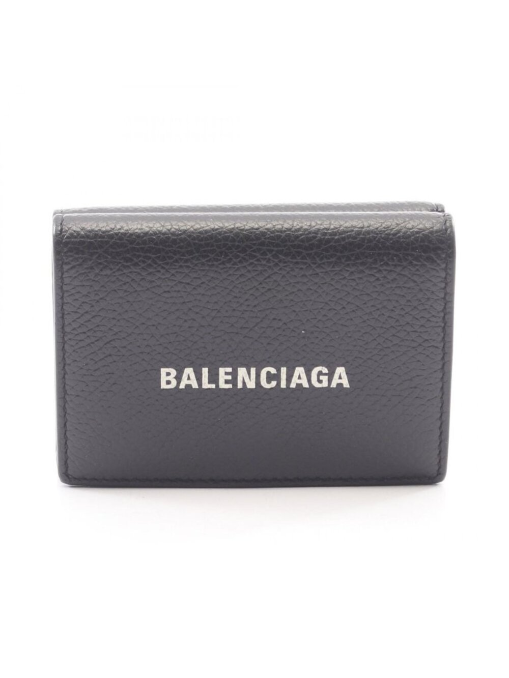 Balenciaga Trifold Wallet Cash Mini Black Leather